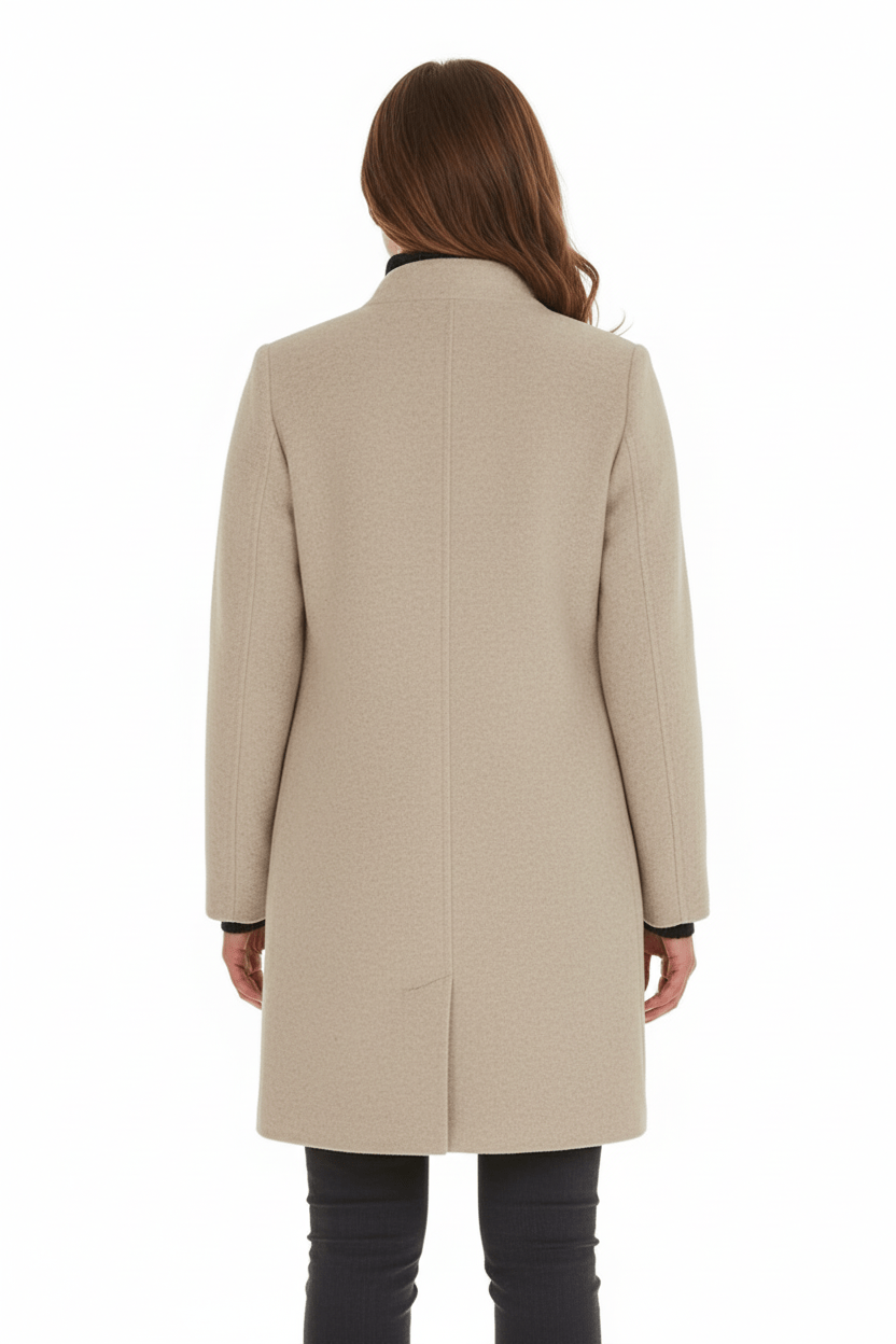 Elara | Women’s Wool-Blend Coat with Stand Collar and Timeless Silhouette
