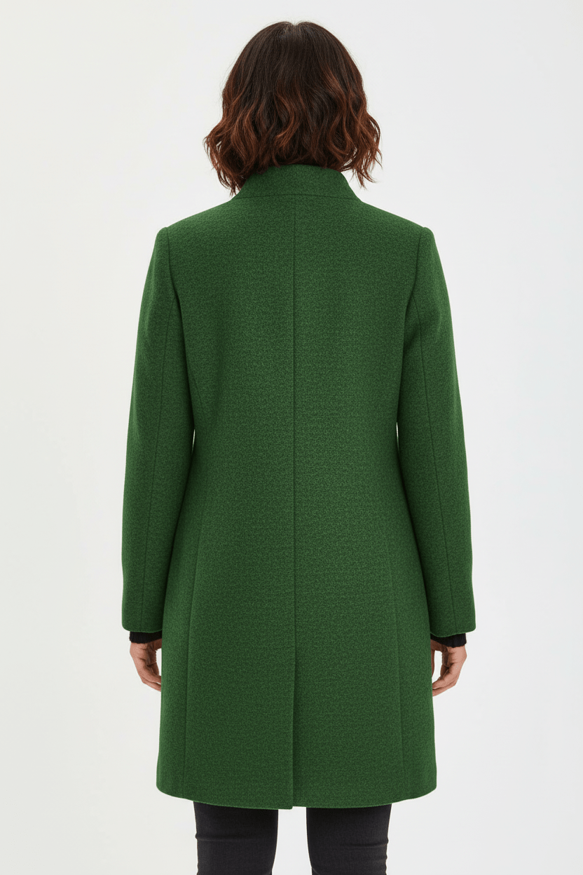 Elara | Women’s Wool-Blend Coat with Stand Collar and Timeless Silhouette