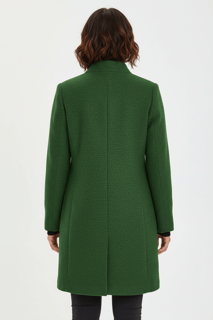 Elara | Women’s Wool-Blend Coat with Stand Collar and Timeless Silhouette