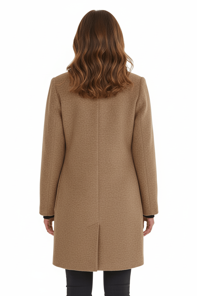 Elara | Women’s Wool-Blend Coat with Stand Collar and Timeless Silhouette