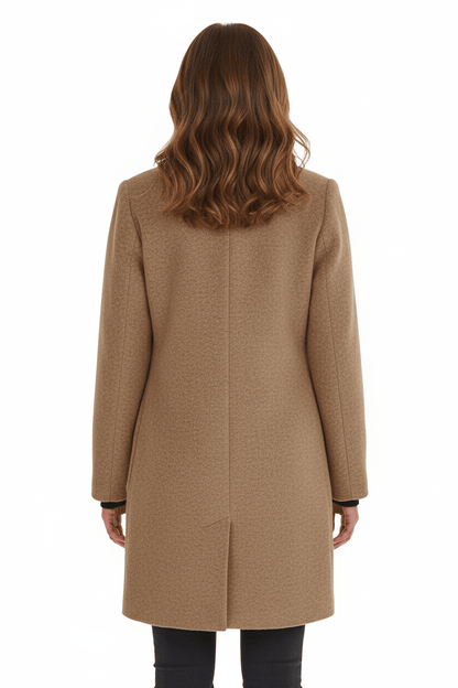 Elara | Women’s Wool-Blend Coat with Stand Collar and Timeless Silhouette