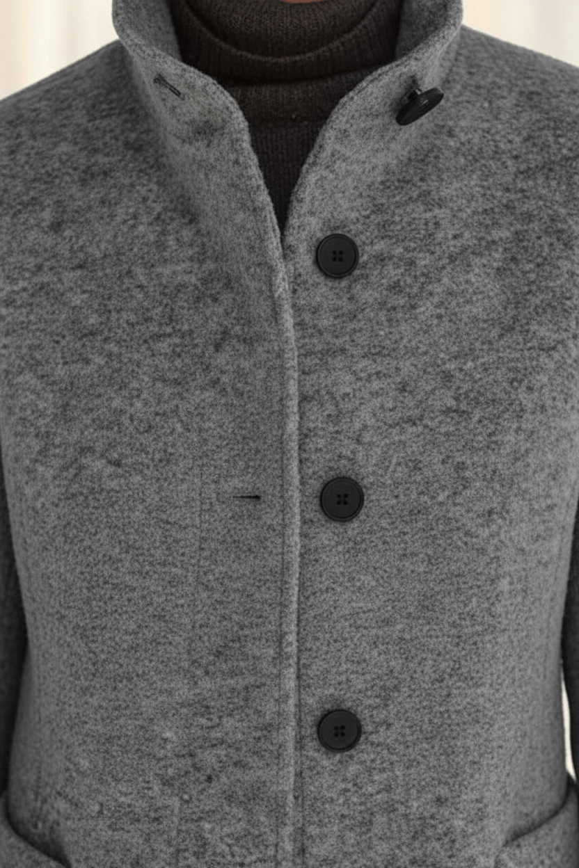 Elara | Women’s Wool-Blend Coat with Stand Collar and Timeless Silhouette