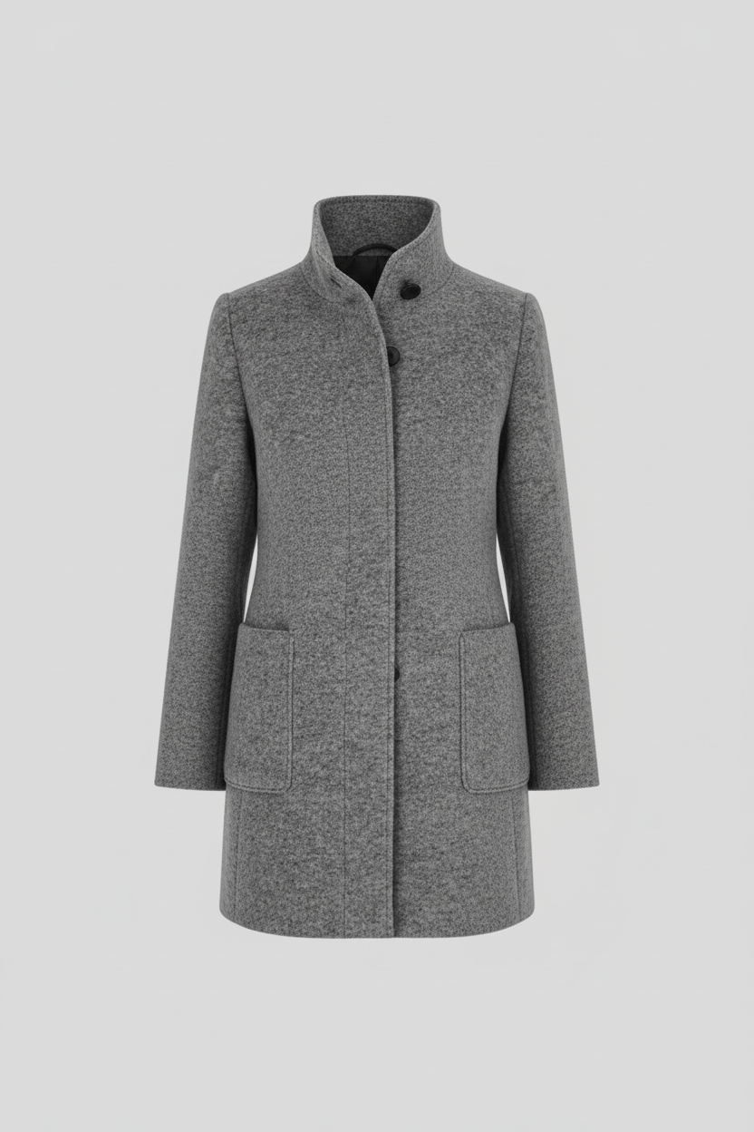 Elara | Women’s Wool-Blend Coat with Stand Collar and Timeless Silhouette