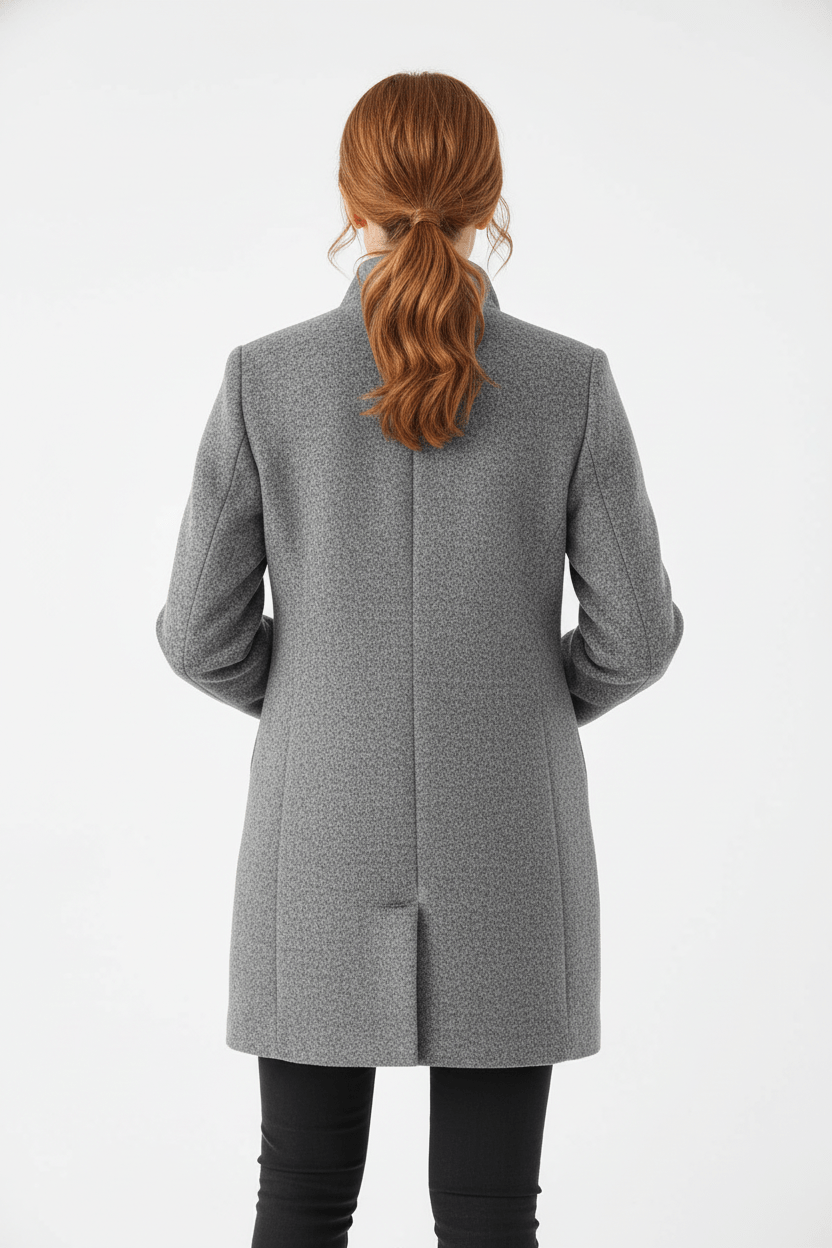Elara | Women’s Wool-Blend Coat with Stand Collar and Timeless Silhouette