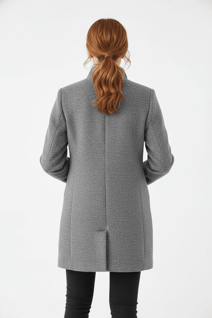 Elara | Women’s Wool-Blend Coat with Stand Collar and Timeless Silhouette
