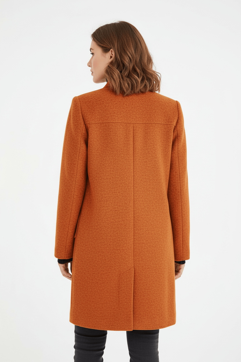 Elara | Women’s Wool-Blend Coat with Stand Collar and Timeless Silhouette