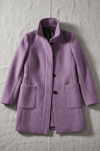 Elara | Women’s Wool-Blend Coat with Stand Collar and Timeless Silhouette