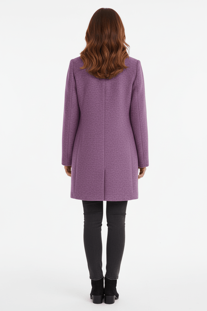 Elara | Women’s Wool-Blend Coat with Stand Collar and Timeless Silhouette