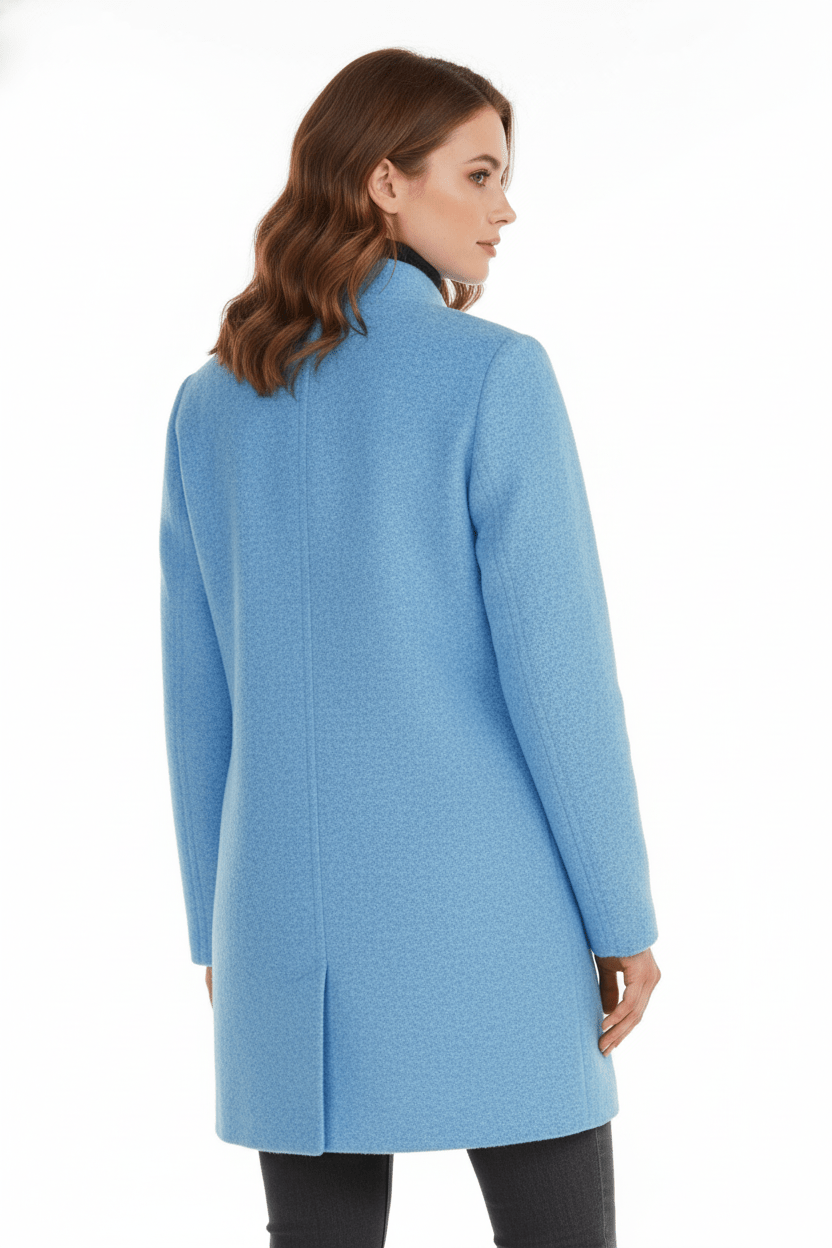 Elara | Women’s Wool-Blend Coat with Stand Collar and Timeless Silhouette